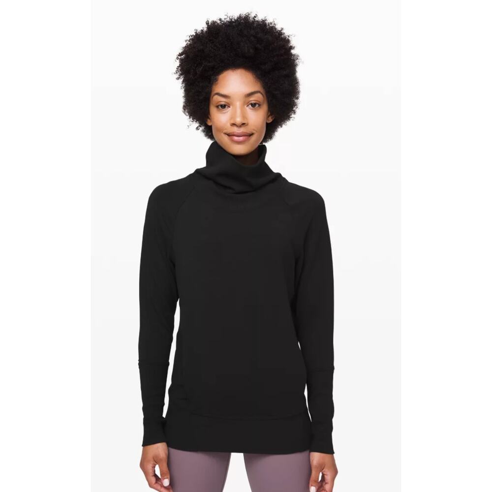 Lululemon High Lines Pullover Sweatshirt Cowl Neck Pockets Active Gym Black 6 - Picture 2 of 10